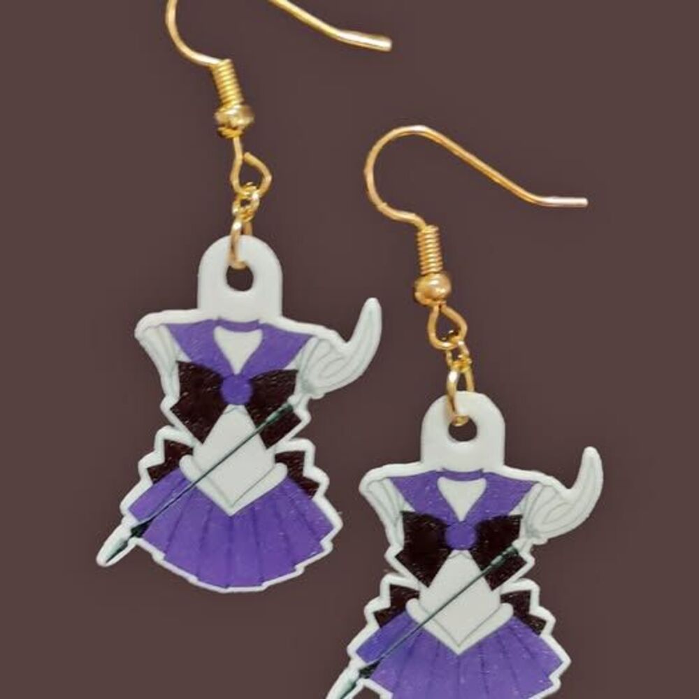 Sailot Moon Sailor Saturn Earrings-Wires-Gold